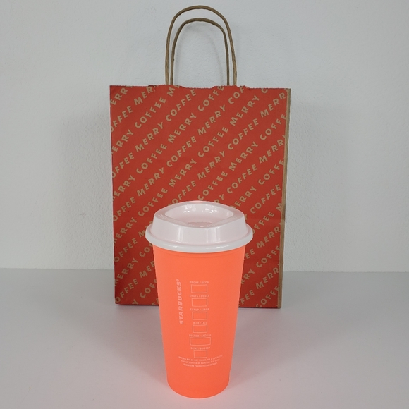 Starbucks 'Festive Cup' Orange Grande 16oz Hot Cup - Picture 3 of 6